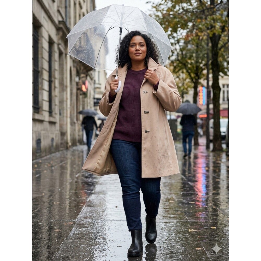 London Fog Women's Beige Hooded Raincoat 3XL